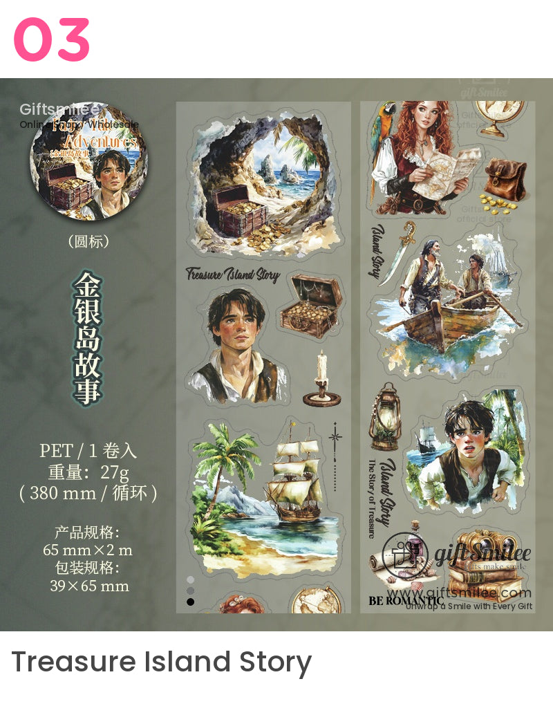 Fairy Tale & Pirate Adventure Washi Tape Sticker Set For Creative Crafting Die-Cutting Tape | school supplies