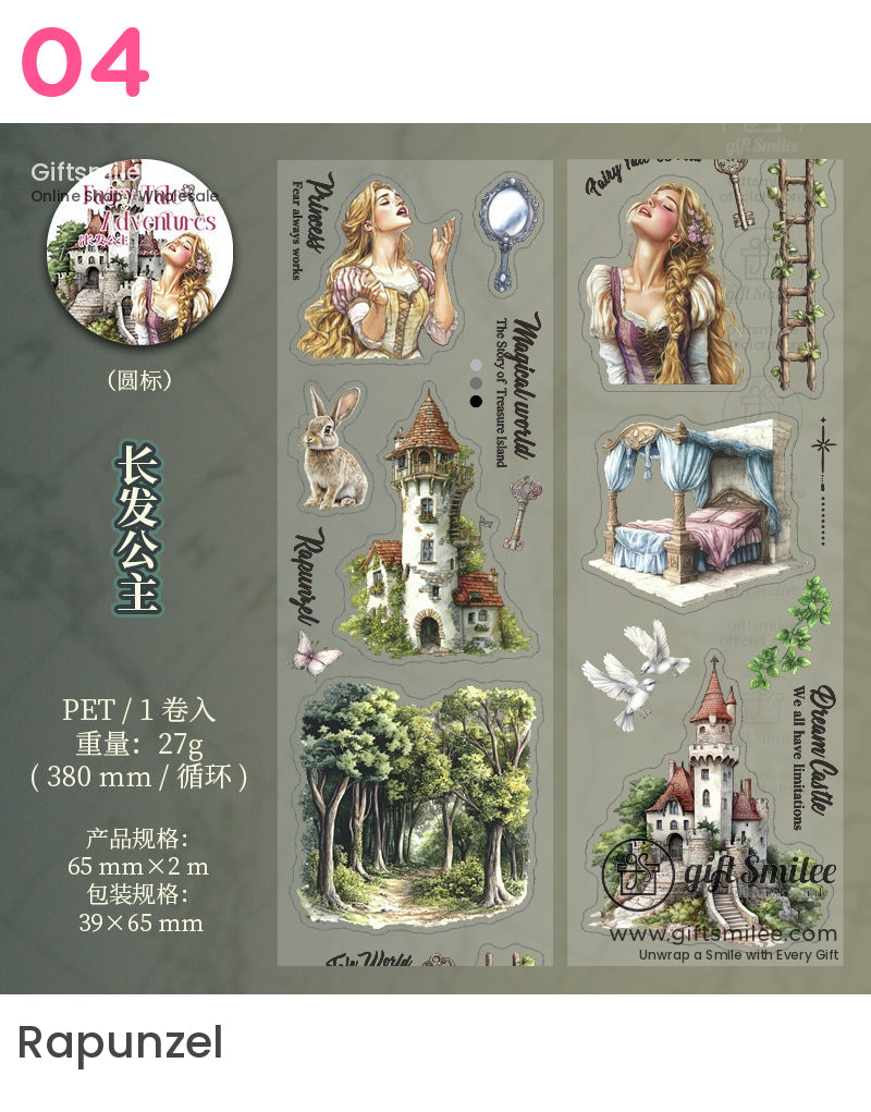 Fairy Tale & Pirate Adventure Washi Tape Sticker Set For Creative Crafting Die-Cutting Tape | school supplies