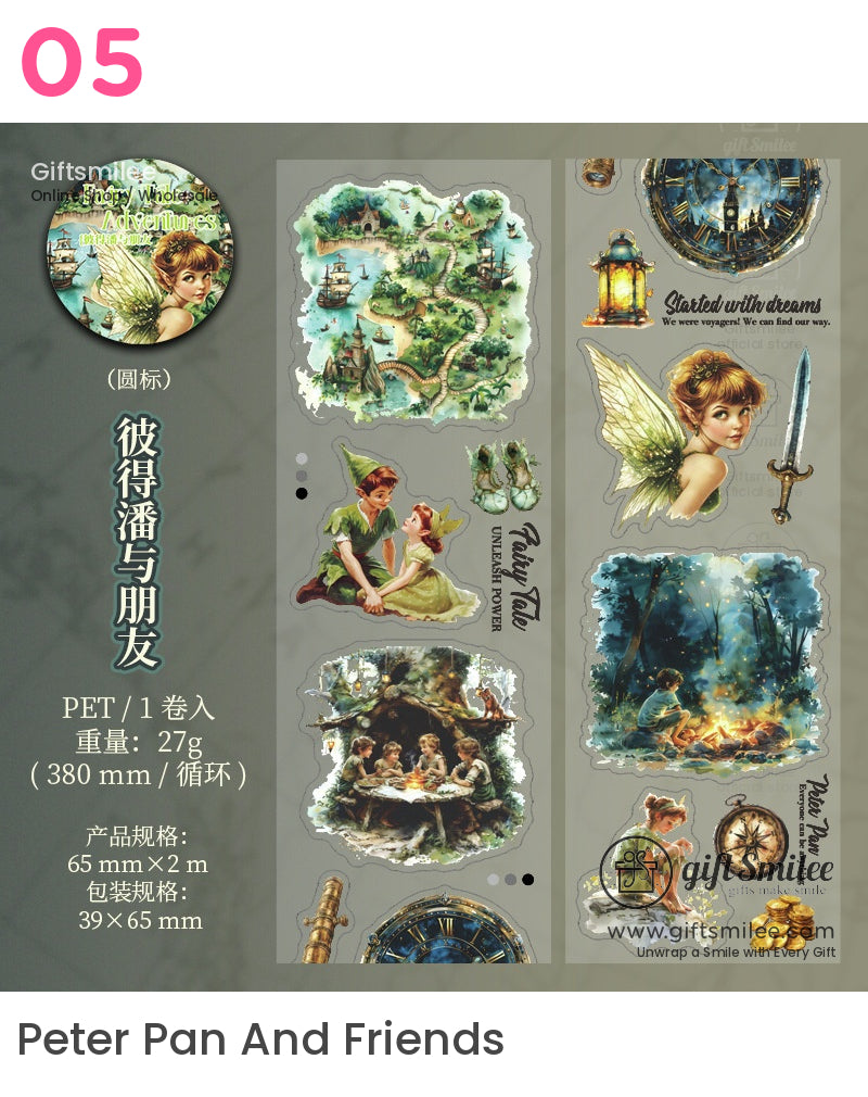 Fairy Tale & Pirate Adventure Washi Tape Sticker Set For Creative Crafting Die-Cutting Tape | school supplies