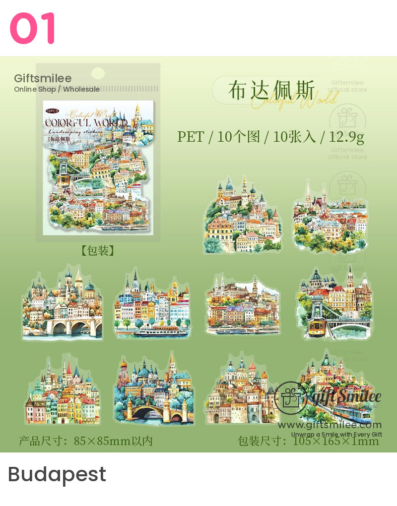 Colorful World Landmark 3D Stickers | KS-SA-4030