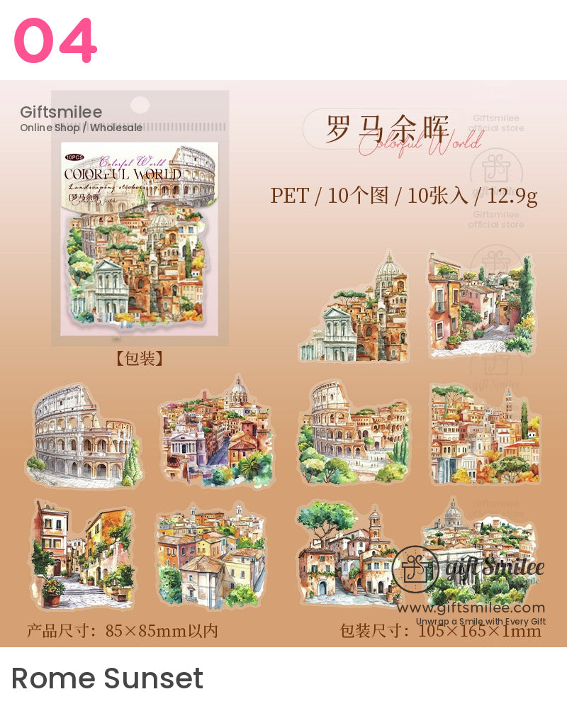 Colorful World Landmark 3D Stickers | KS-SA-4030