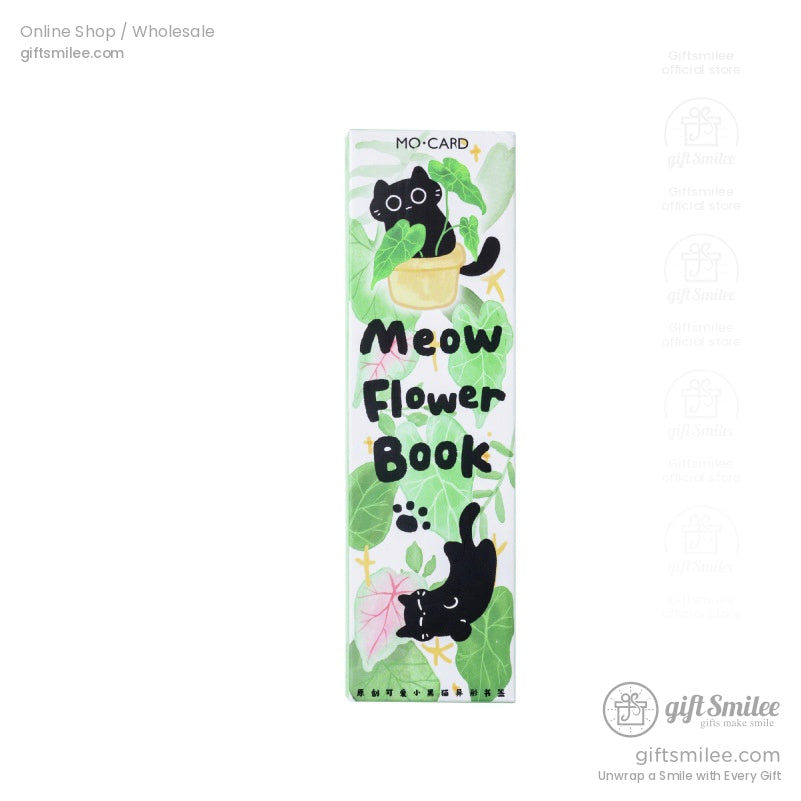 Cute black cat floral bookmarks set with pastel designs and handwritten note