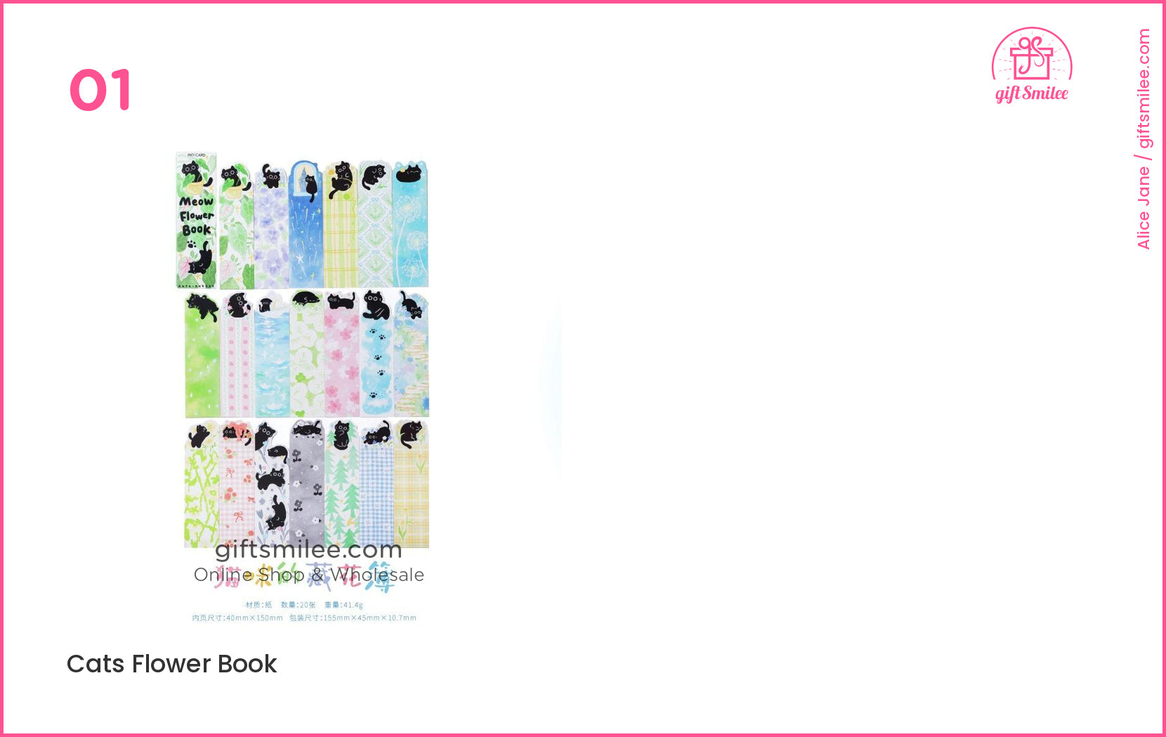 Cats Flower Book sticky tabs with black cat designs – cute pastel page markers for planners and books by GiftSmilee