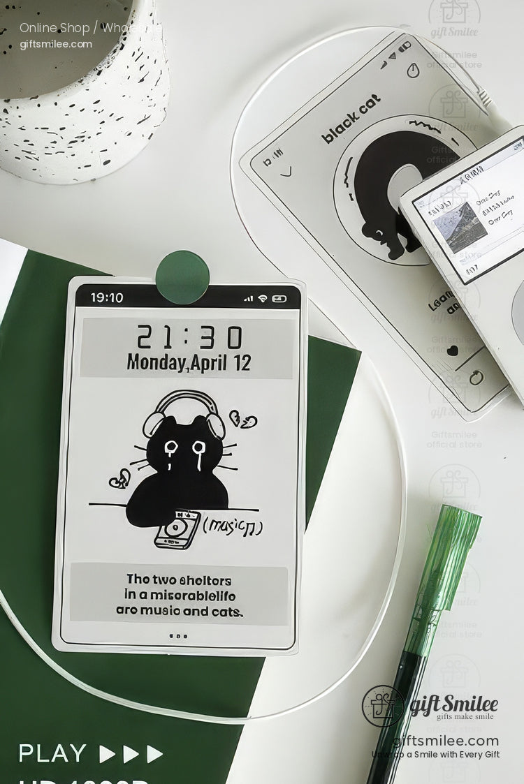 Matte Black‑And‑White Cat Illustrations Thick Cardstock Assorted Die‑Cut Rectangular 4C Printing Postcard Set | KS-CC-273