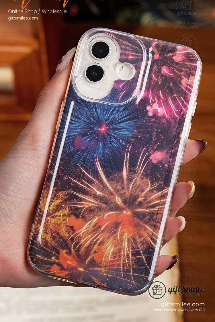 Fireworks-themed postcard set on desk – “Broken Stars” collection, colorful night sky bursts