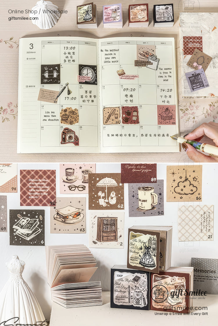 100-Sheet Retro Pastel Square Tear-Off Adhesive 50×50 Mm Sticky Note Pads | KS-CK-1233