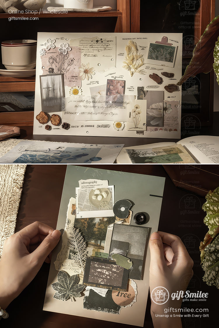 Vintage A5 Mixed-Texture Collage Prints Decorative Scrapbook Paper | KS-CK-1234