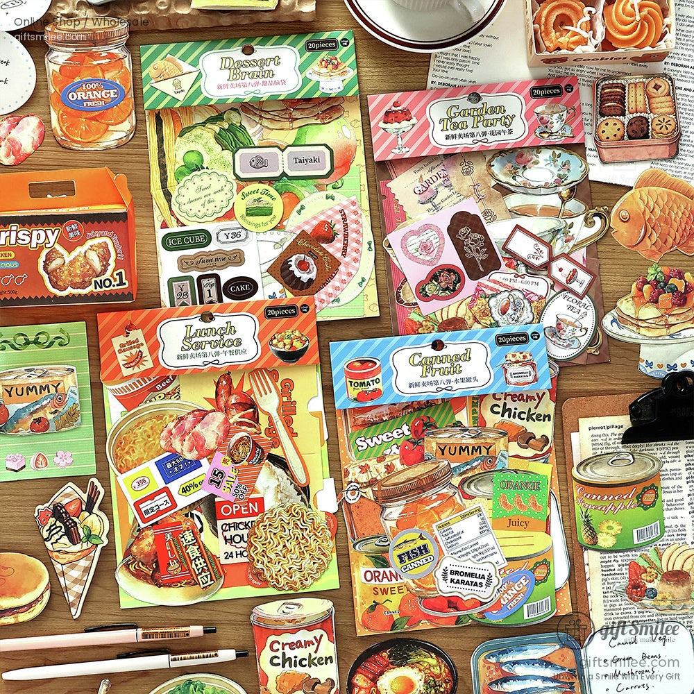 Matte Die‑Cut Food Illustration 20‑Piece Assorted Large Cutouts Decorative Stickers Set | KS-CK-1238