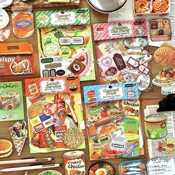 Matte Die‑Cut Food Illustration 20‑Piece Assorted Large Cutouts Decorative Stickers Set | KS-CK-1238