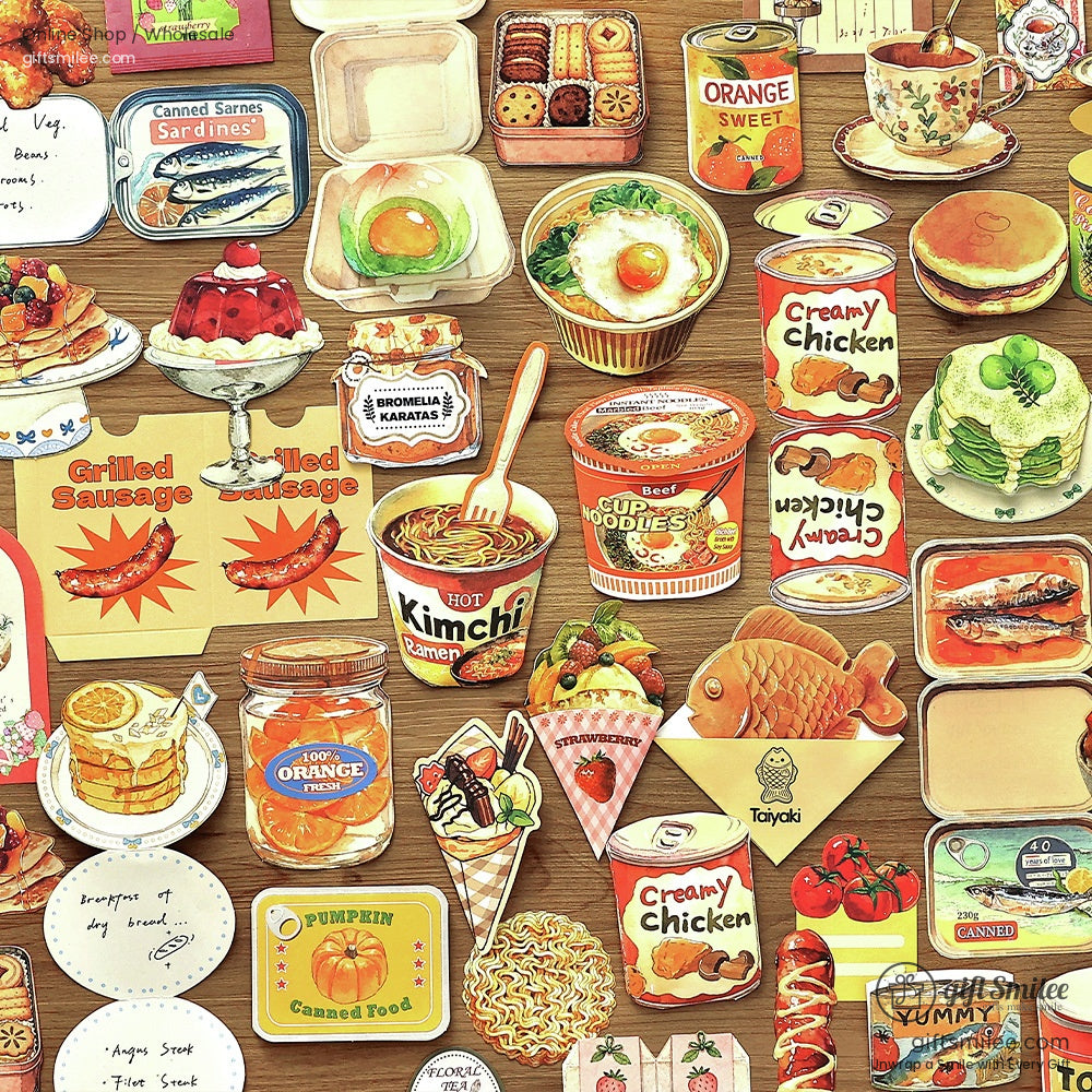 Matte Die‑Cut Food Illustration 20‑Piece Assorted Large Cutouts Decorative Stickers Set | KS-CK-1238