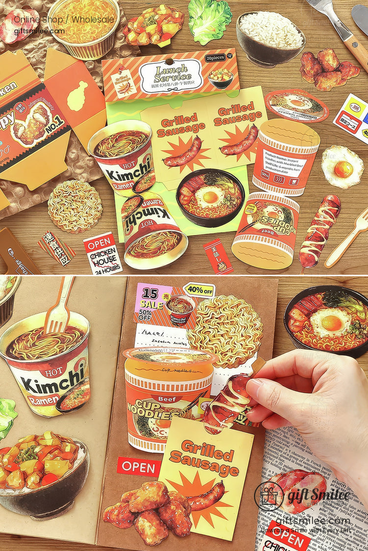 Matte Die‑Cut Food Illustration 20‑Piece Assorted Large Cutouts Decorative Stickers Set | KS-CK-1238