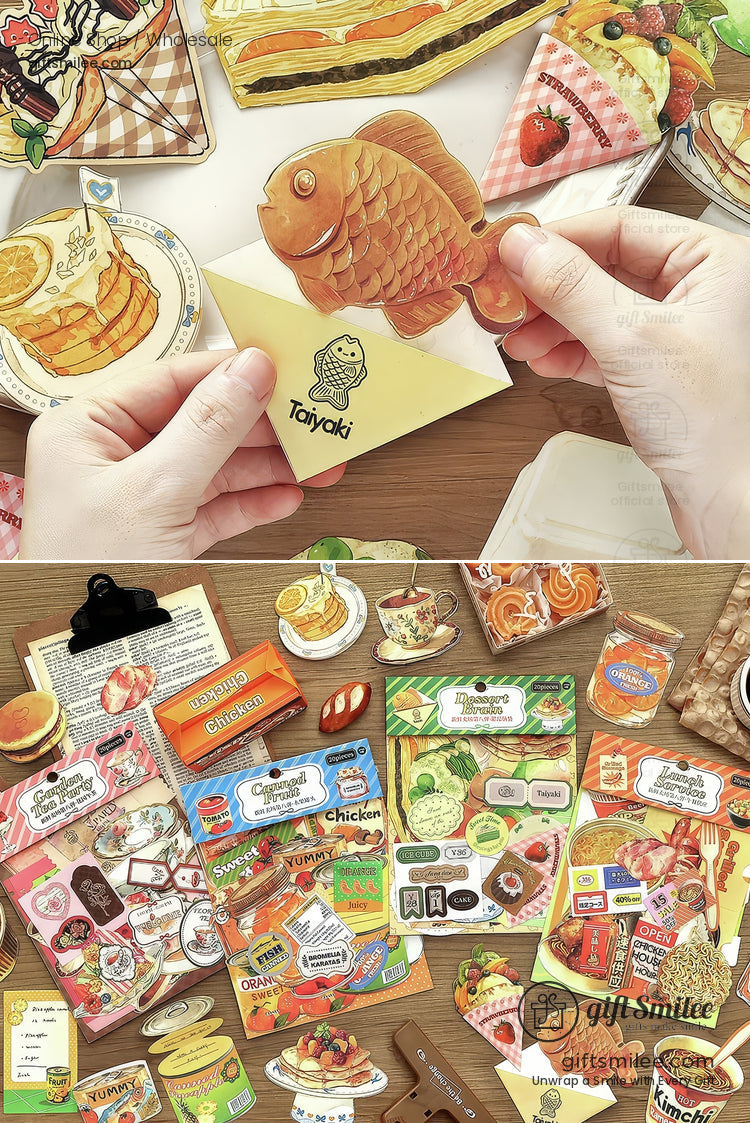 Matte Die‑Cut Food Illustration 20‑Piece Assorted Large Cutouts Decorative Stickers Set | KS-CK-1238
