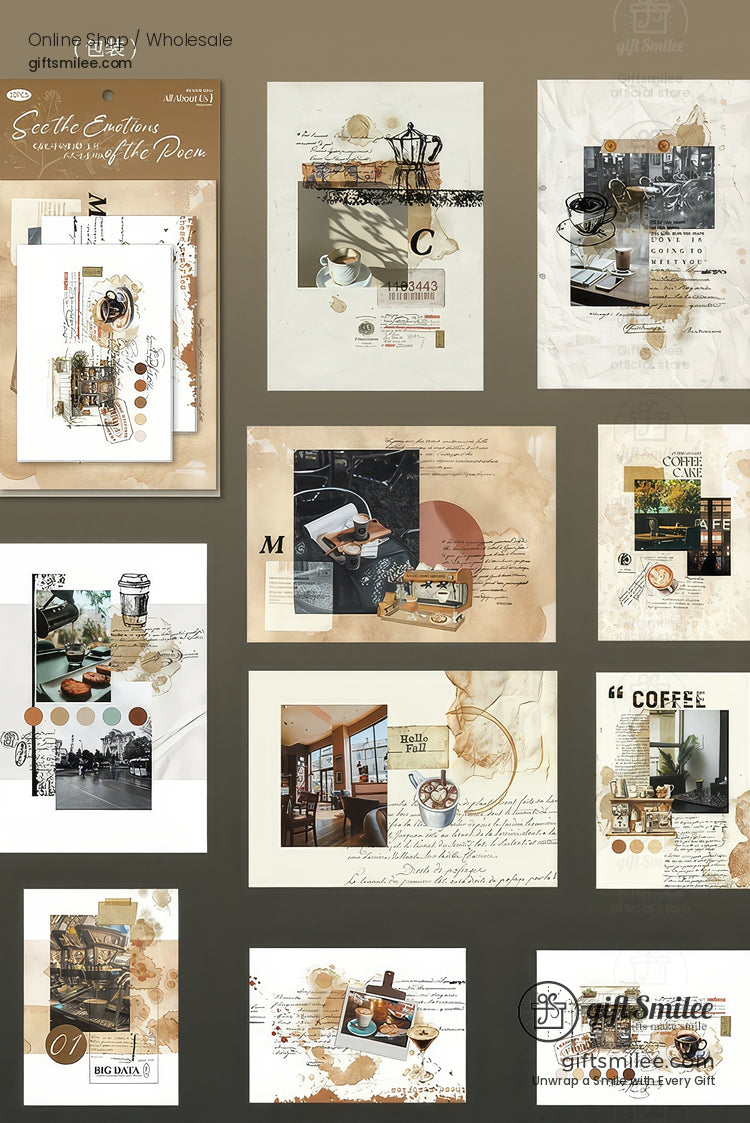 Textured Vintage Collage A5 6 Themes Thick Matte Prints Scrapbook Paper Set | KS-CK-1239