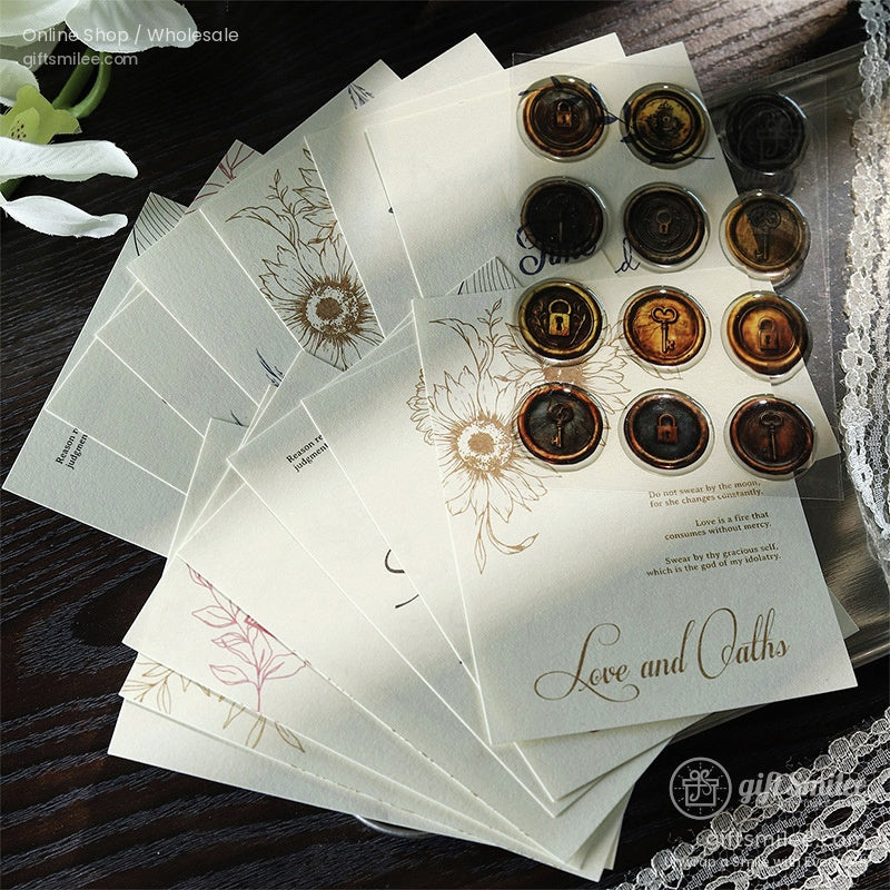 Matte Fiber Paper With Dome Resin Seals Vintage Journaling Sticker Set | KS-CK-1241