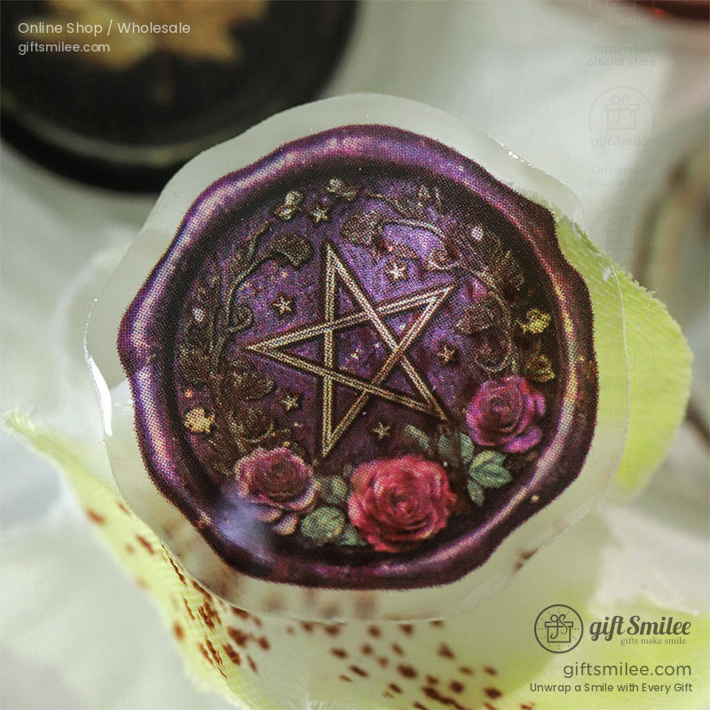 Matte Fiber Paper With Dome Resin Seals Vintage Journaling Sticker Set | KS-CK-1241