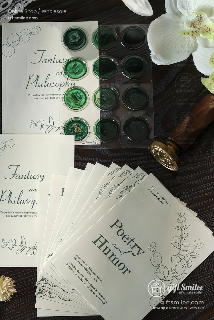 Matte Fiber Paper With Dome Resin Seals Vintage Journaling Sticker Set | KS-CK-1241