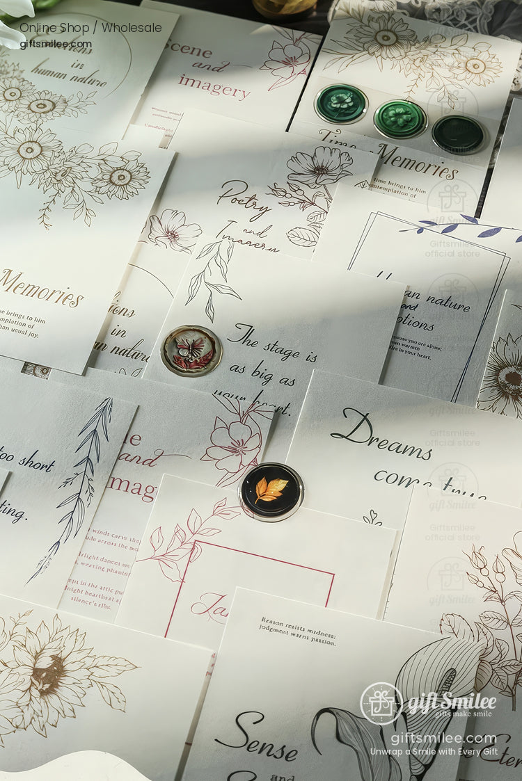 Matte Fiber Paper With Dome Resin Seals Vintage Journaling Sticker Set | KS-CK-1241