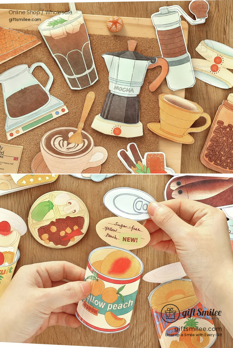 Matte Paper Die-Cut Food Illustrations 20Pcs Decorative Sticker Pack | KS-CK-1260