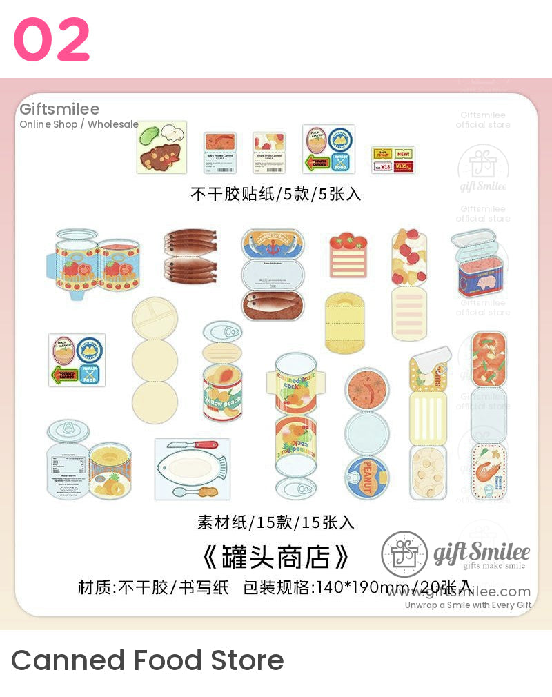 Matte Paper Die-Cut Food Illustrations 20Pcs Decorative Sticker Pack | KS-CK-1260