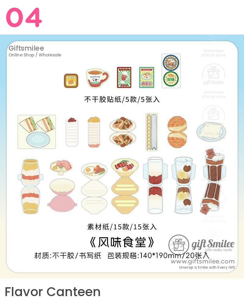 Matte Paper Die-Cut Food Illustrations 20Pcs Decorative Sticker Pack | KS-CK-1260