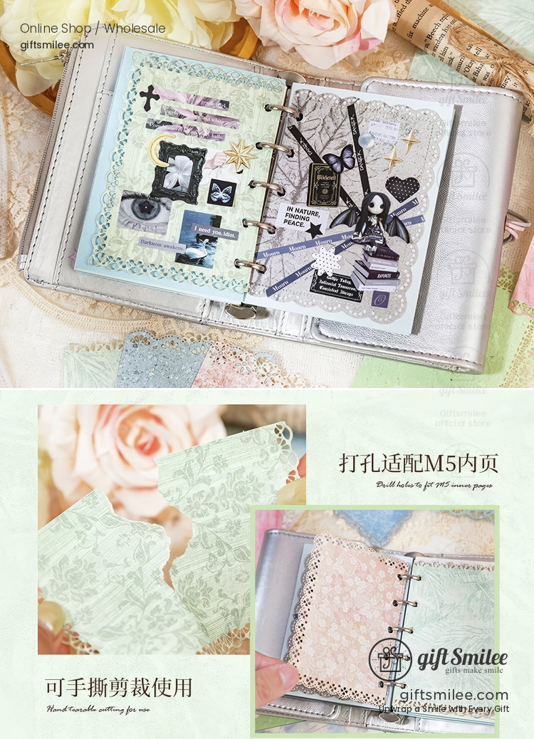 Vintage Lace Die-Cut Pastel Textured Decorative Paper Pack | KS-CK-1286