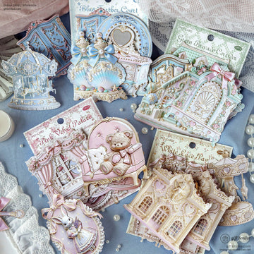 Embossed Gold-Foil Rococo Pastel Die-Cut Collage Cards | KS-CK-1287