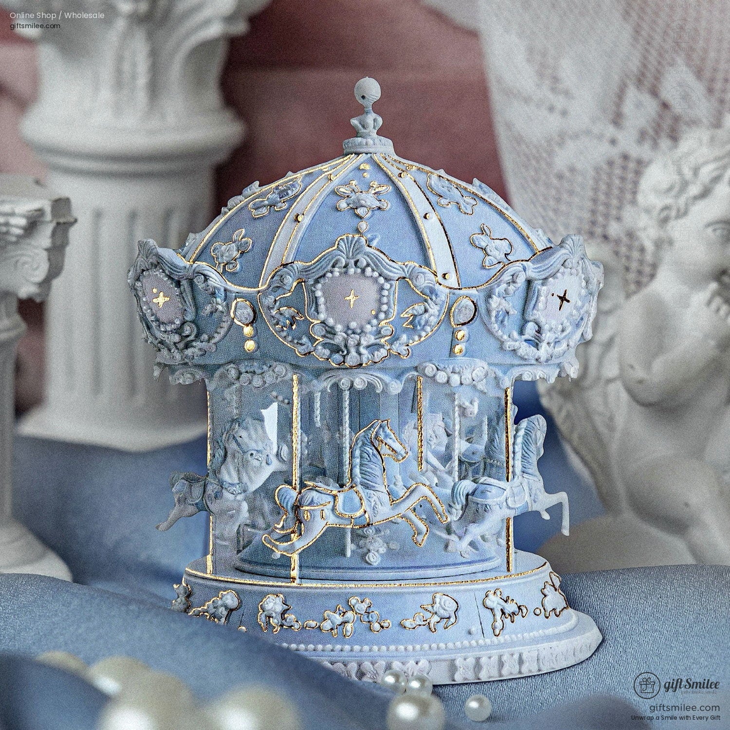 Embossed Gold-Foil Rococo Pastel Die-Cut Collage Cards | KS-CK-1287