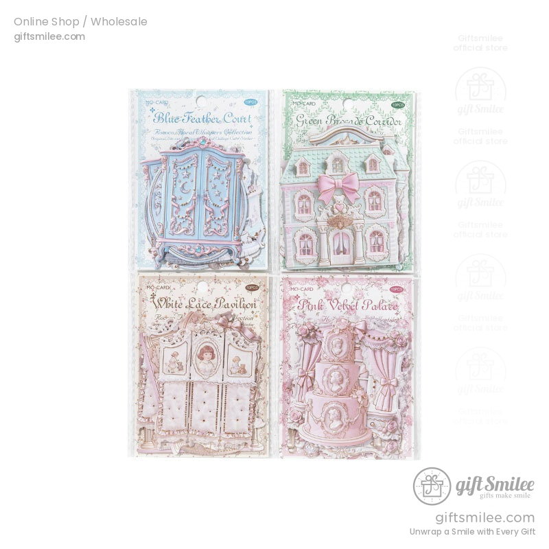 Embossed Gold-Foil Rococo Pastel Die-Cut Collage Cards | KS-CK-1287