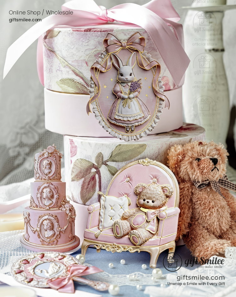 Embossed Gold-Foil Rococo Pastel Die-Cut Collage Cards | KS-CK-1287
