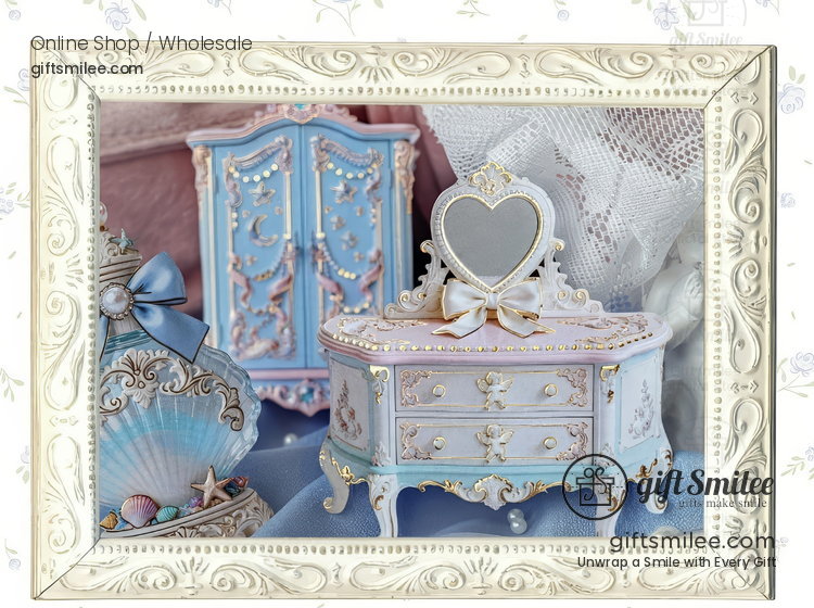 Embossed Gold-Foil Rococo Pastel Die-Cut Collage Cards | KS-CK-1287