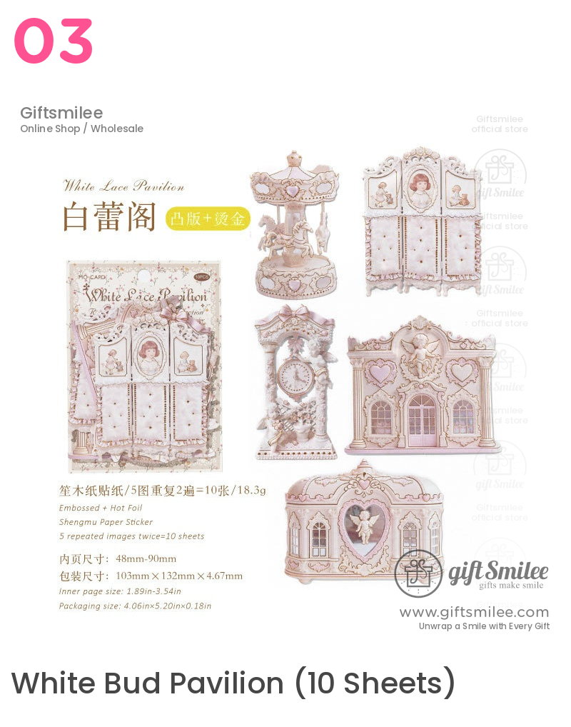 Embossed Gold-Foil Rococo Pastel Die-Cut Collage Cards | KS-CK-1287