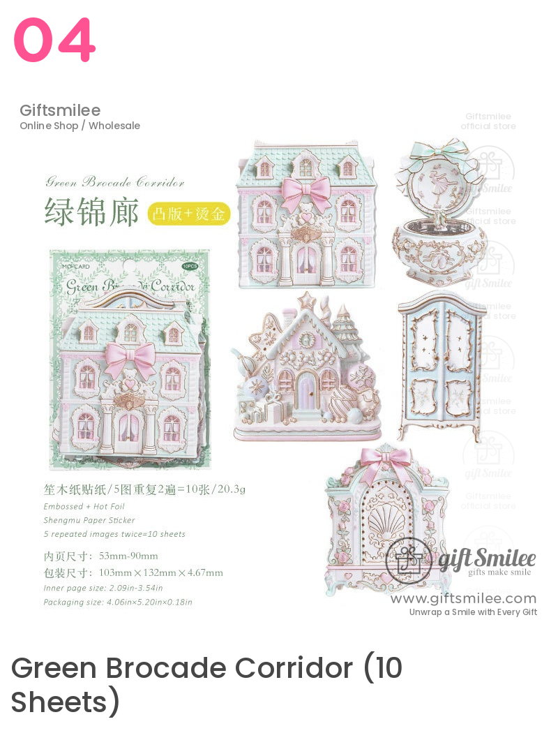 Embossed Gold-Foil Rococo Pastel Die-Cut Collage Cards | KS-CK-1287