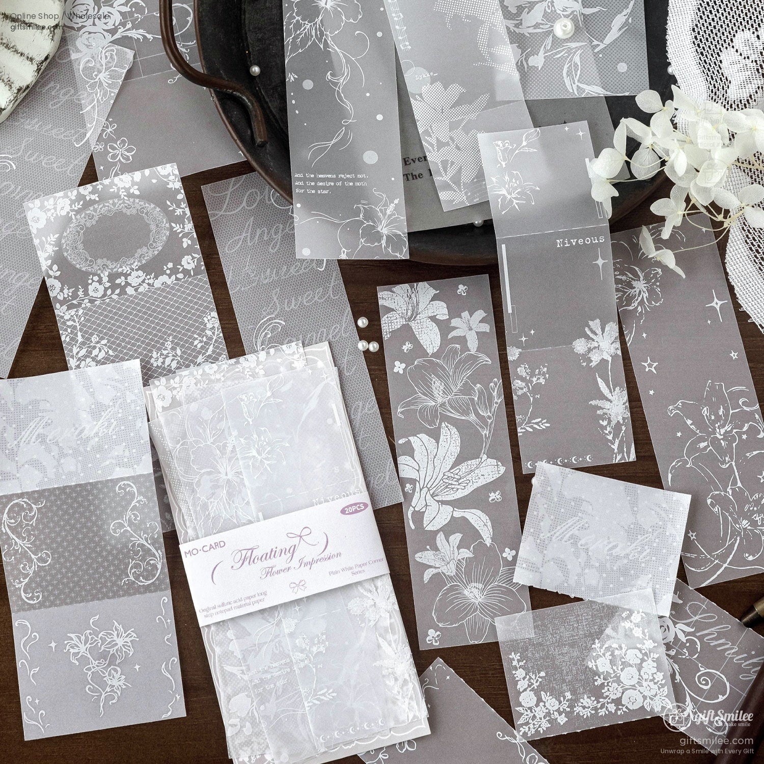 Translucent Vellum White Ink 20Pcs Background Papers | KS-CK-1288