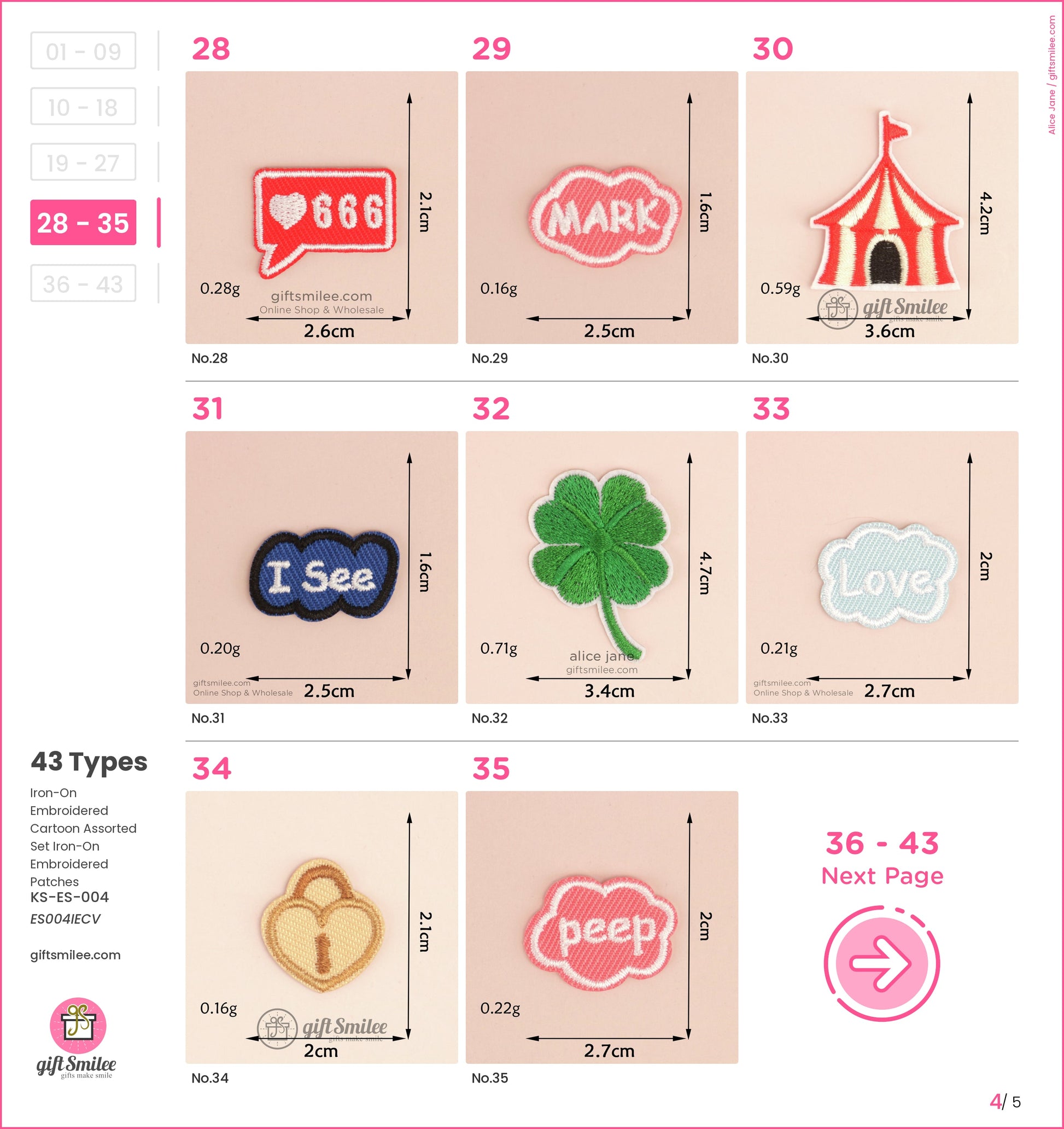Embroidered ironon patches in various designs including red speech bubble pink cloud circus tent clover and lock