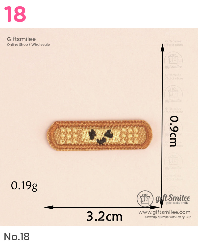Rectangular beige embroidered patch with black paw prints brown border compact dimensions of 32cm by 09cm