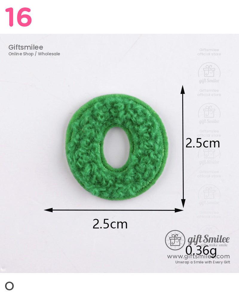 Round green felt button with textured surface 25 cm diameter lightweight at 036 g suitable for crafting
