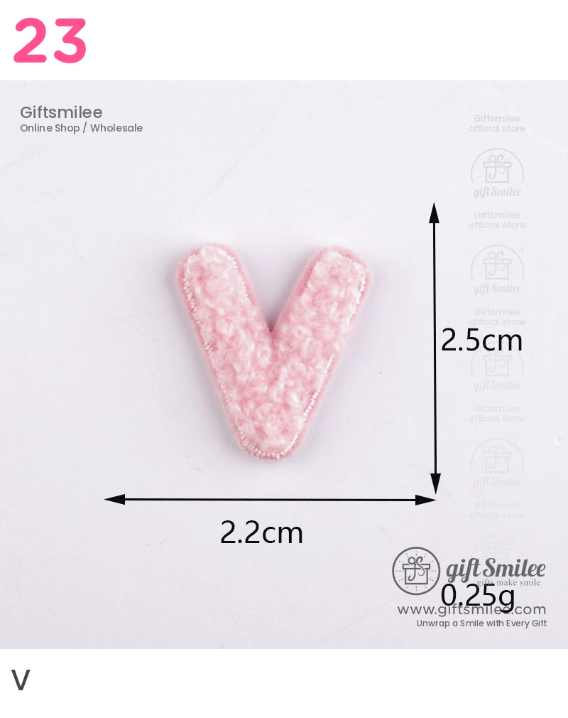 Light pink textured felt V patch 25 cm tall and 22 cm wide soft fabric with embroidered edges