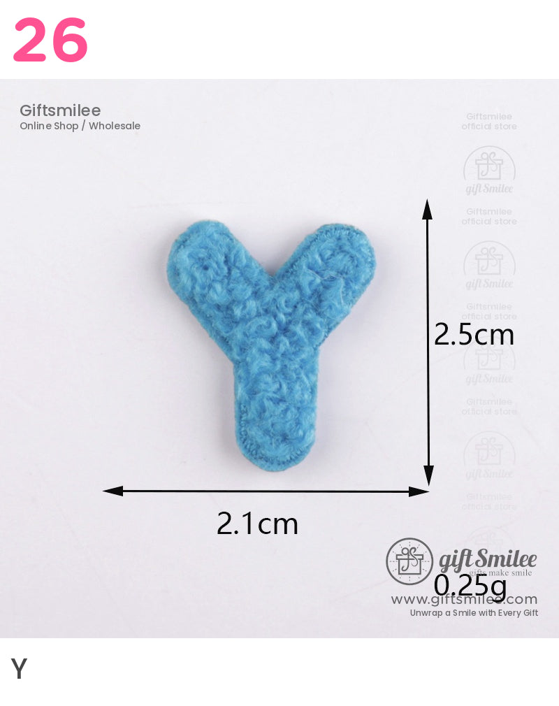 Textured blue fabric Y patch lightweight 25cm x 21cm soft material with a fluffy surface
