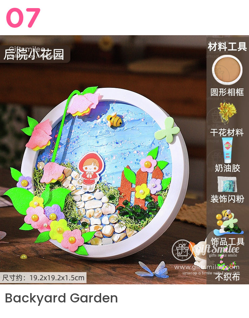 Whipped Clay Round Panel With Shells Glitter Diy Texture Painting Kit | KS-GS-128