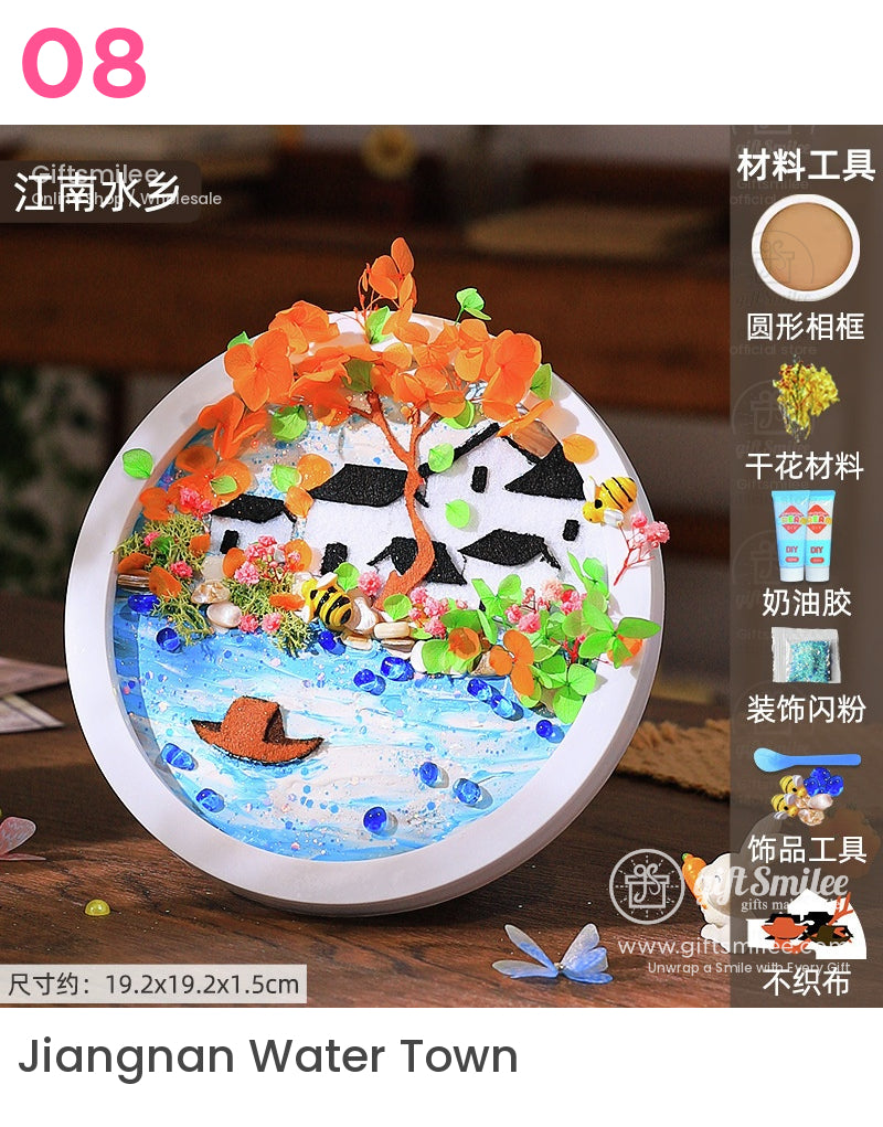 Whipped Clay Round Panel With Shells Glitter Diy Texture Painting Kit | KS-GS-128