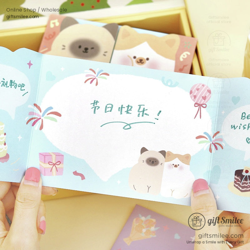 Open kawaii sticky note set showcasing vibrant and fun designs