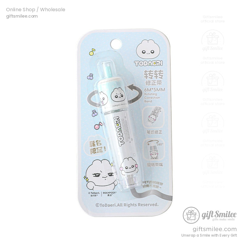 Single-pack pastel-blue correction tape in cloud-themed packaging with cute illustrations