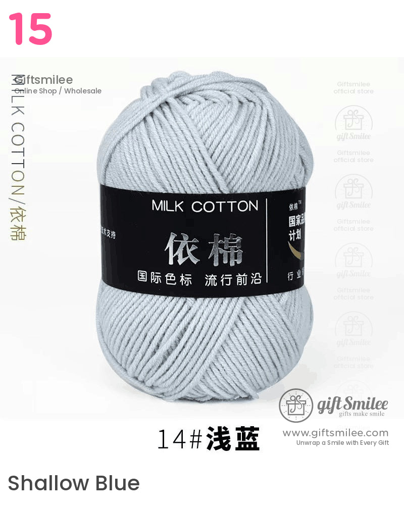 Light blue milk cotton yarn soft texture durable strands ideal for knitting and crocheting projects