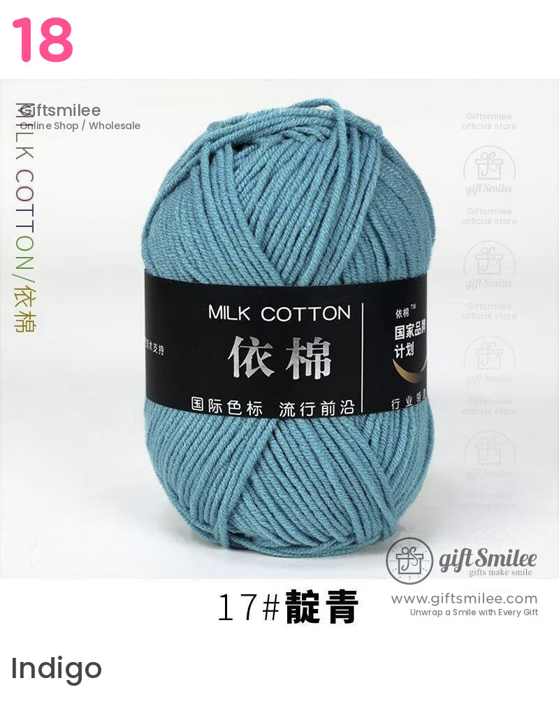 Soft teal milk cotton yarn tightly wound durable smooth texture suitable for knitting and crochet projects
