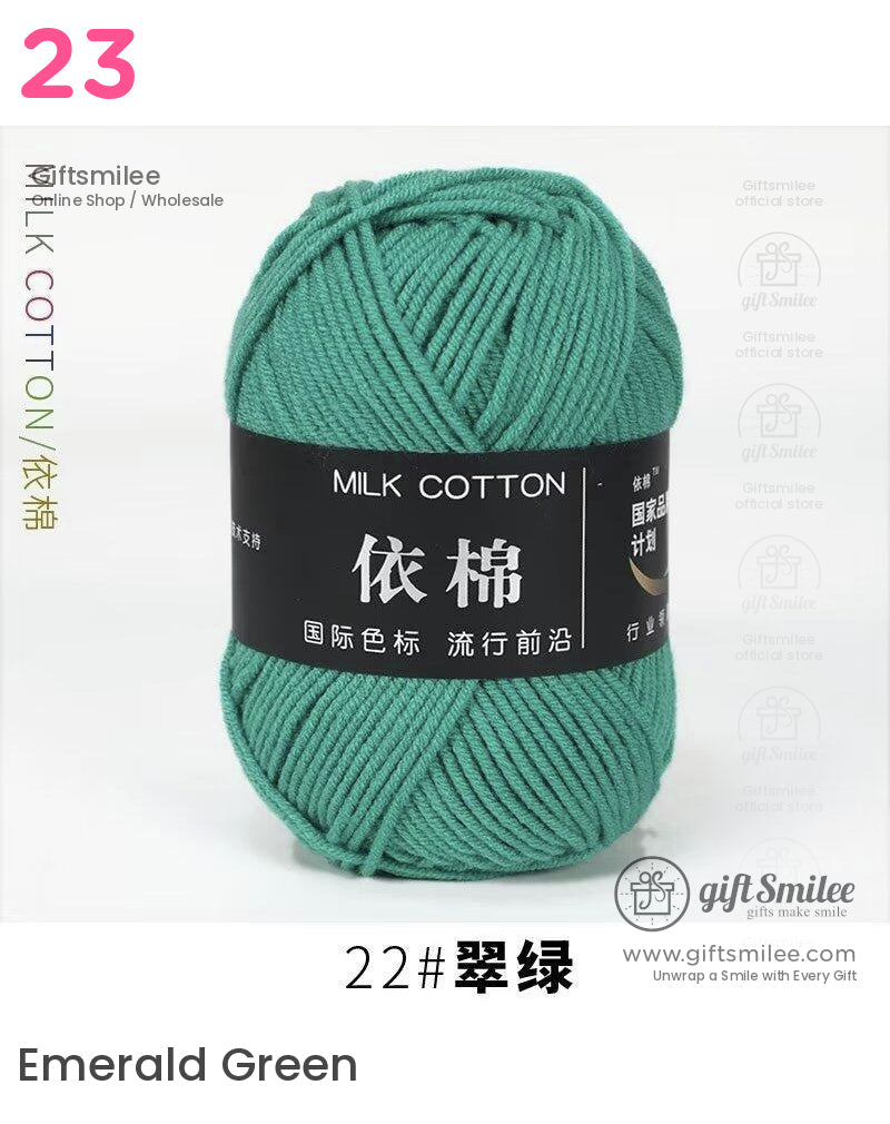Emerald green milk cotton yarn skein soft texture durable fibers ideal for knitting and crochet projects