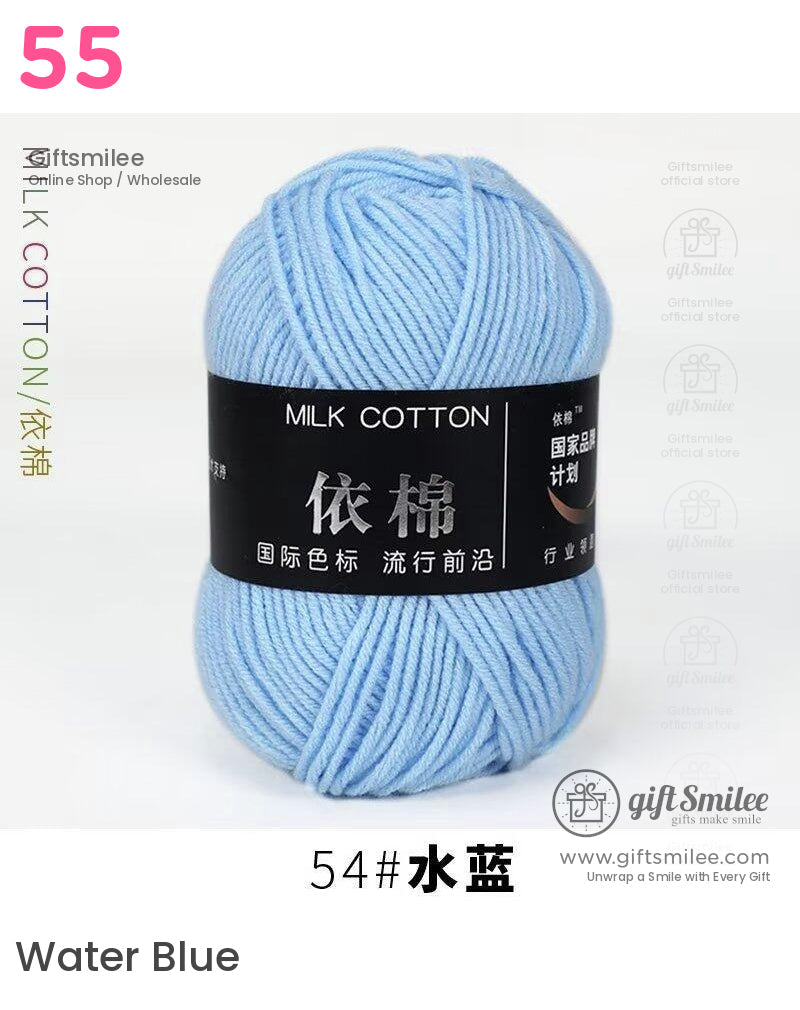 Light blue milk cotton yarn soft texture durable material ideal for knitting and crochet projects