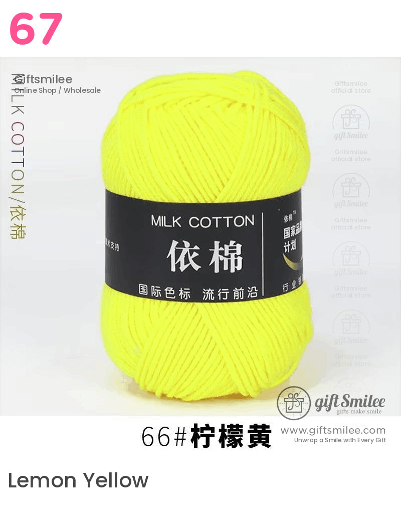 Bright yellow milk cotton yarn soft texture durable twist ideal for knitting and crocheting vibrant projects