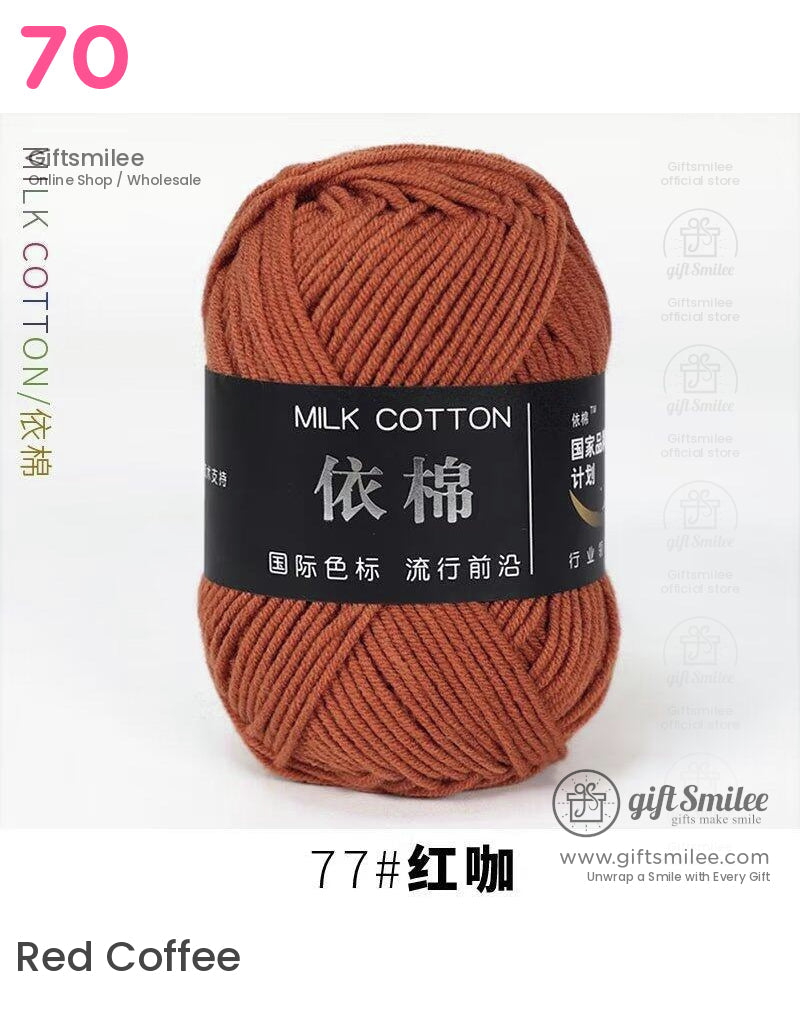Rustcolored milk cotton yarn soft texture thick strand versatile for knitting or crocheting projects