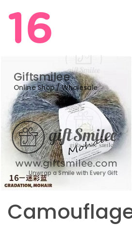 Soft mohair yarn in bluegray and earthy brown tones gradient hues lightweight texture perfect for knitting projects
