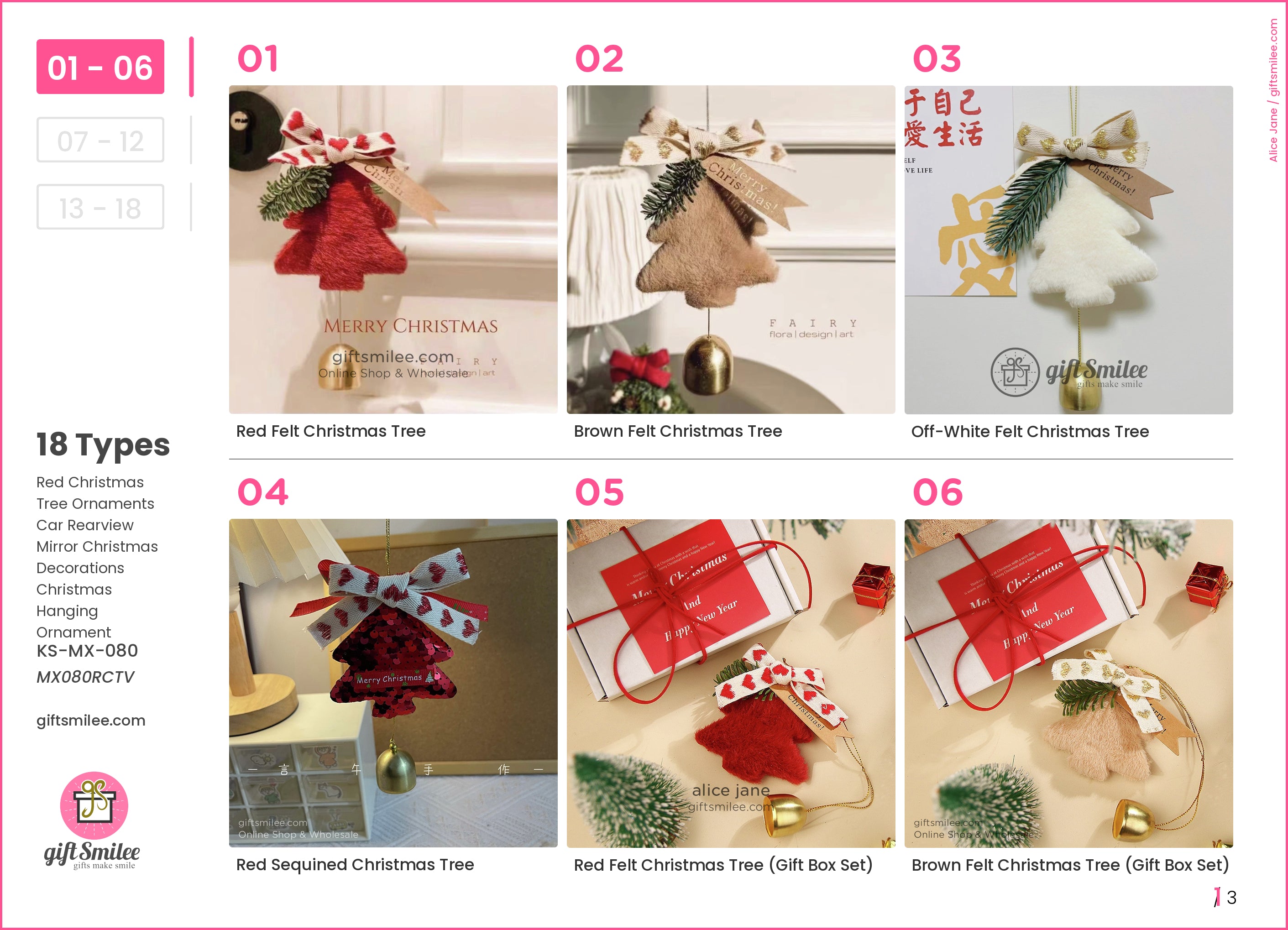 Red Christmas Tree Ornaments Car Rearview Mirror Christmas Decorations Christmas Hanging Ornament | KS-MX-080